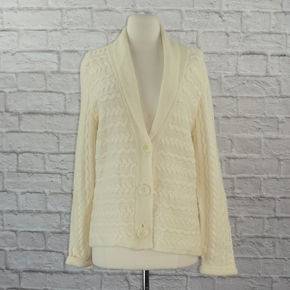 Vintage Wool Angora Cable Knit Cardigan Sweater